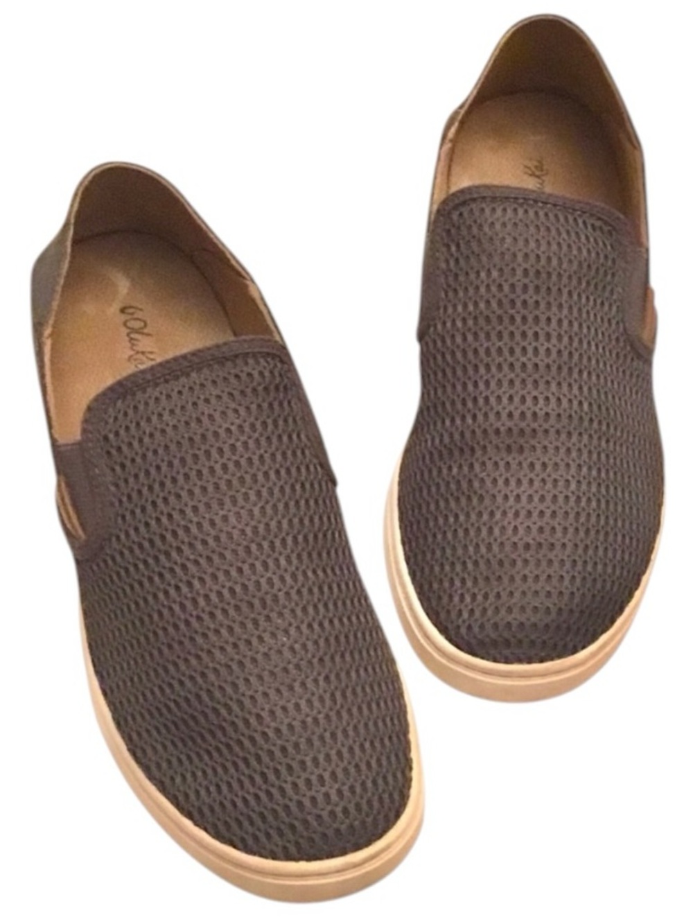 OluKai Women’s Pehuea Grey Slip-On Sneakers Breathable Mesh Drop Heel Size-9